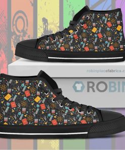Scientist Pattern Canvas High Top Shoess