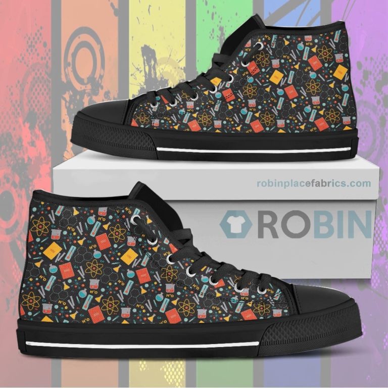 Scientist Pattern Canvas High Top Shoess