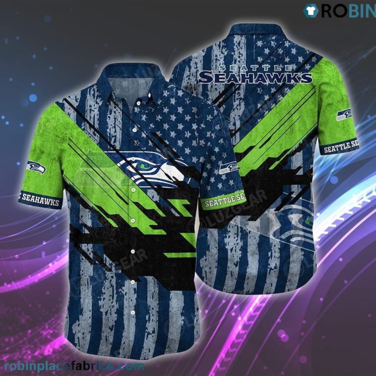 Seattle Seahawks NFL Football Hawaiian Shirt American Flag