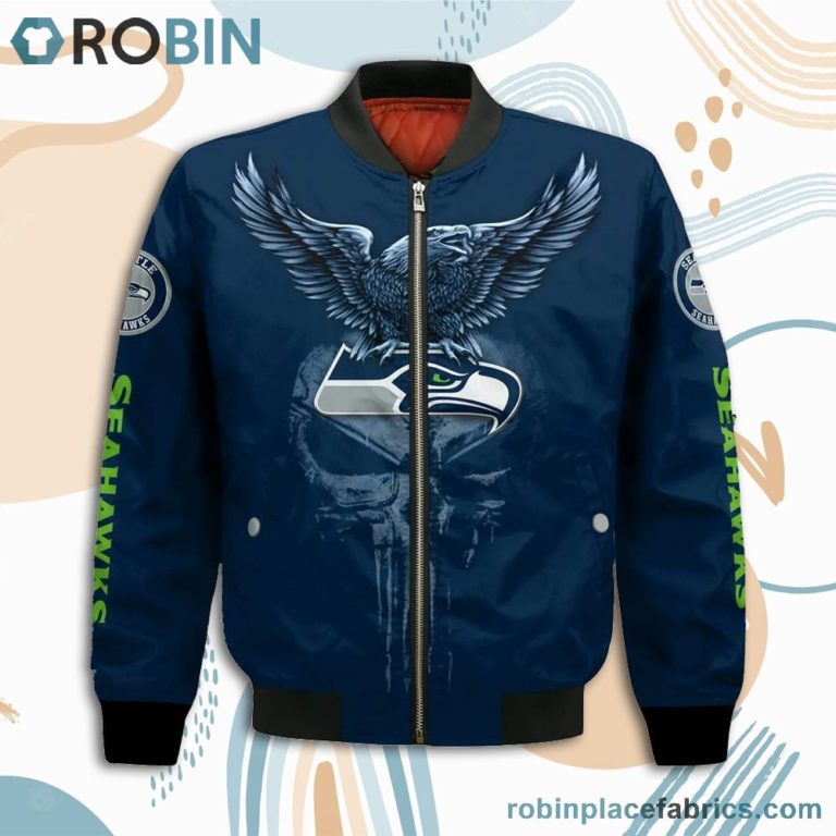 Seattle Seahawks NFL Logo Eagle Skull Bomber Jacket