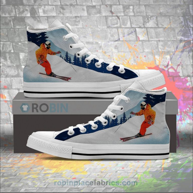 Skiing Lovers Canvas High Top Shoes