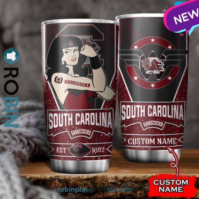 South Carolina Gamecocks Wonder Woman Custom Name Stainless Steel Tumblers Cup