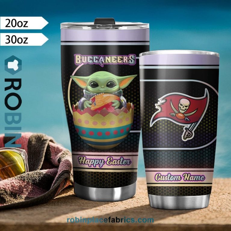 Tampa Bay Buccaneers NFL Baby Yoda Happy Easter Custom Name Tumblers Cup
