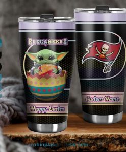 Tampa Bay Buccaneers NFL Baby Yoda Happy Easter Custom Name Tumblers Cup
