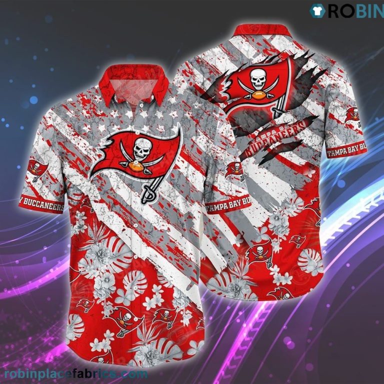 Tampa Bay Buccaneers NFL Hawaiian Floral Print American Flag