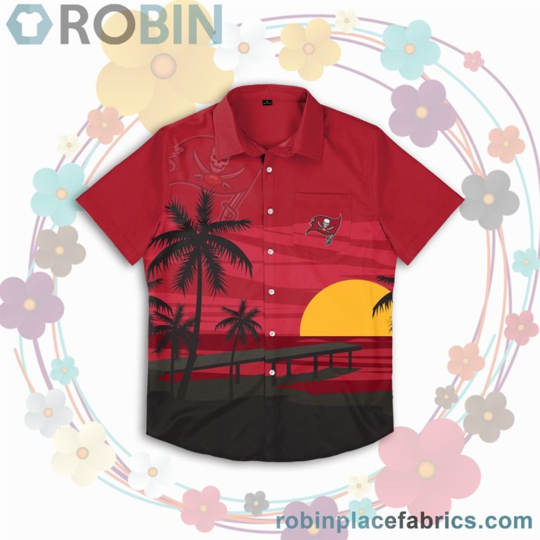 Tampa Bay Buccaneers Nfl Tropical Sunset Button Up Shirt