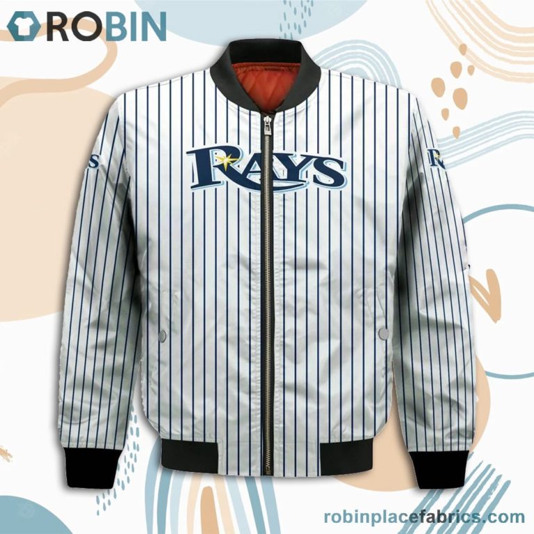 Tampa Bay Rays MLB Uniform Stripes Custom Name Number Leather Bomber Jacket