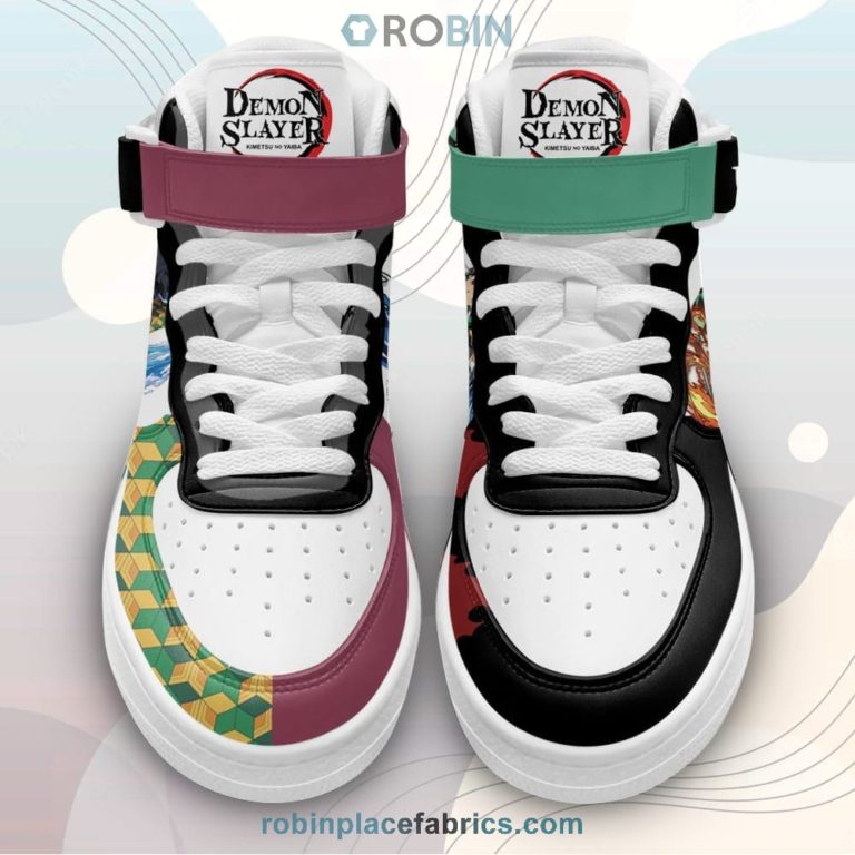 Tanjiro and Giyu Sneakers Air Mid Custom Anime Demon Slayer Shoes