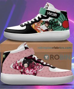 Tanjiro and Nezuko Sneakers Air Mid Custom Anime Demon Slayer Shoes