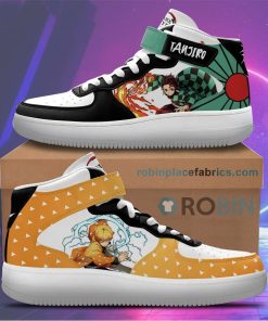 Tanjiro and Zenitsu Sneakers Air Mid Custom Anime Demon Slayer Shoes Tanjiro and Zenitsu Sneakers Air Mid Custom Anime Demon Slayer Shoes