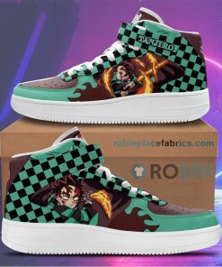 Tanjiro’s Bloodied Rage Sneakers Air Mid Custom Demon Slayer Anime Shoes
