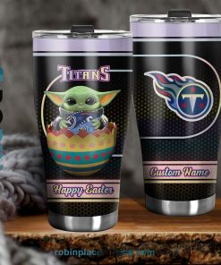 Tennessee Titans NFL Baby Yoda Happy Easter Custom Name Tumblers Cup