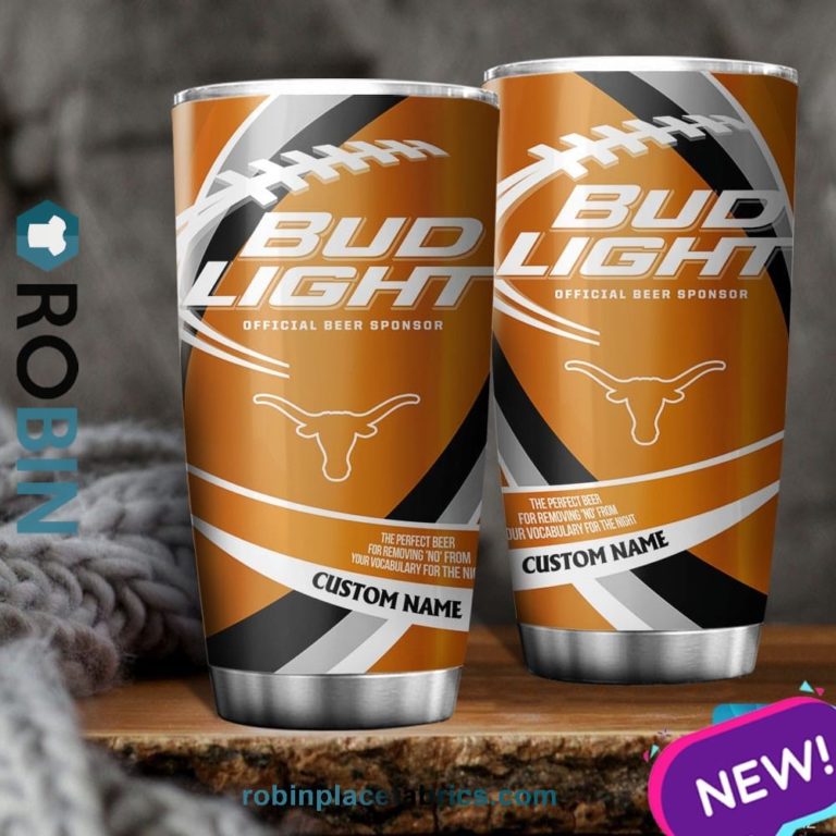 Texas Longhorns NCAA Bud Light Beer Custom Name Tumblers Cup