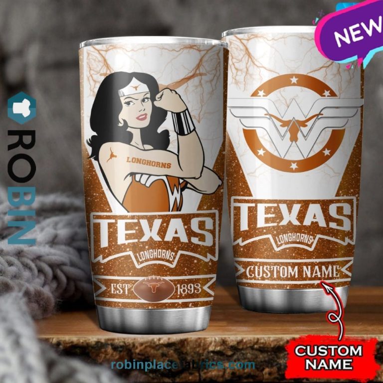 Texas Longhorns Wonder Woman Custom Name Stainless Steel Tumblers Cup
