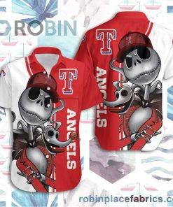 Texas Rangers Jack Skellington And Zero Hawaiian Shirt
