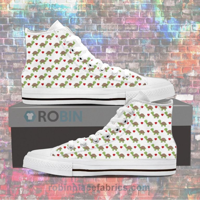 Turtle Heart Pattern Canvas High Top Sneaker