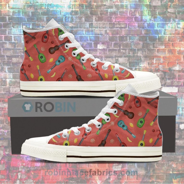 Ukulele Pattern Canvas High Top Sneaker