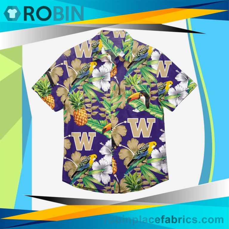 Washington Huskies Floral Button Up Shirt
