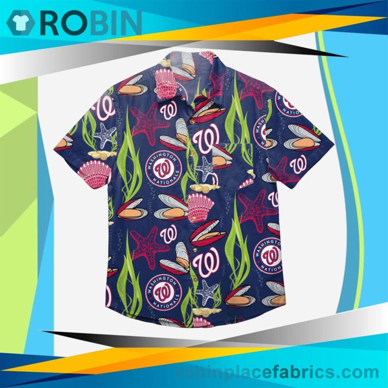 Washington Nationals Floral Button Up Shirt