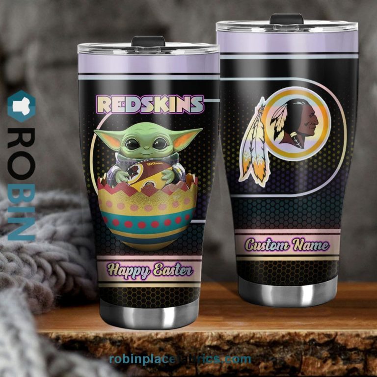 Washington Redskins NFL Baby Yoda Happy Easter Custom Name Tumblers Cup