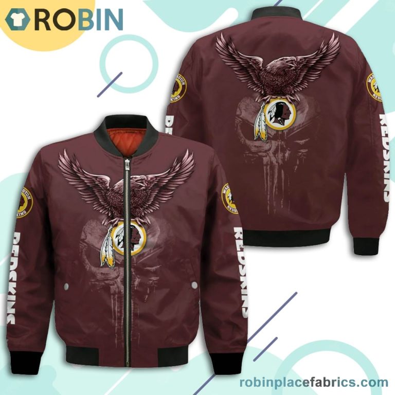 Washington Redskins NFL Logo Eagle Skull Bomber Jacket