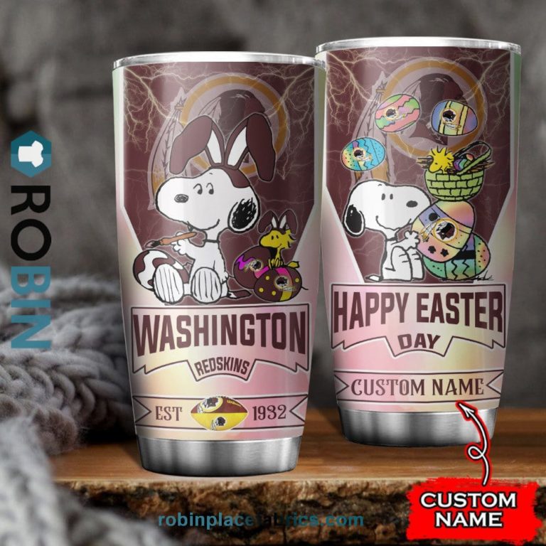 Washington Redskins NFL Snoopy Happy Easter Day Custom Name Tumblers Cup