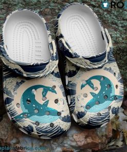 Waves Whale Graphic In The Ocean Crocs Shoes