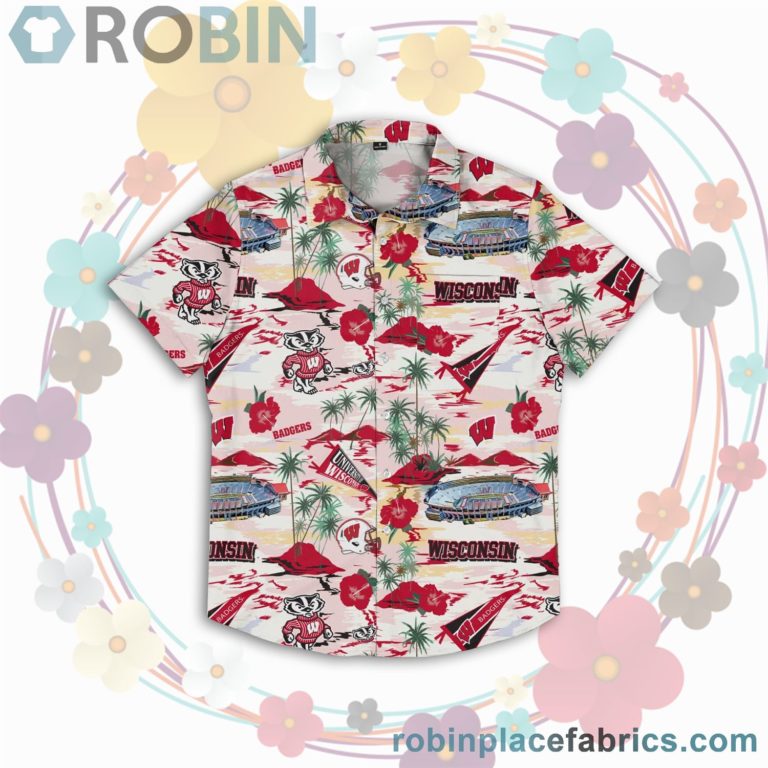 Wisconsin Badgers NCAA Short Sleeve Button Up Shirt