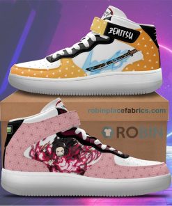 Zenitsu and Nezuko Sneakers Air Mid Custom Anime Demon Slayer Shoes