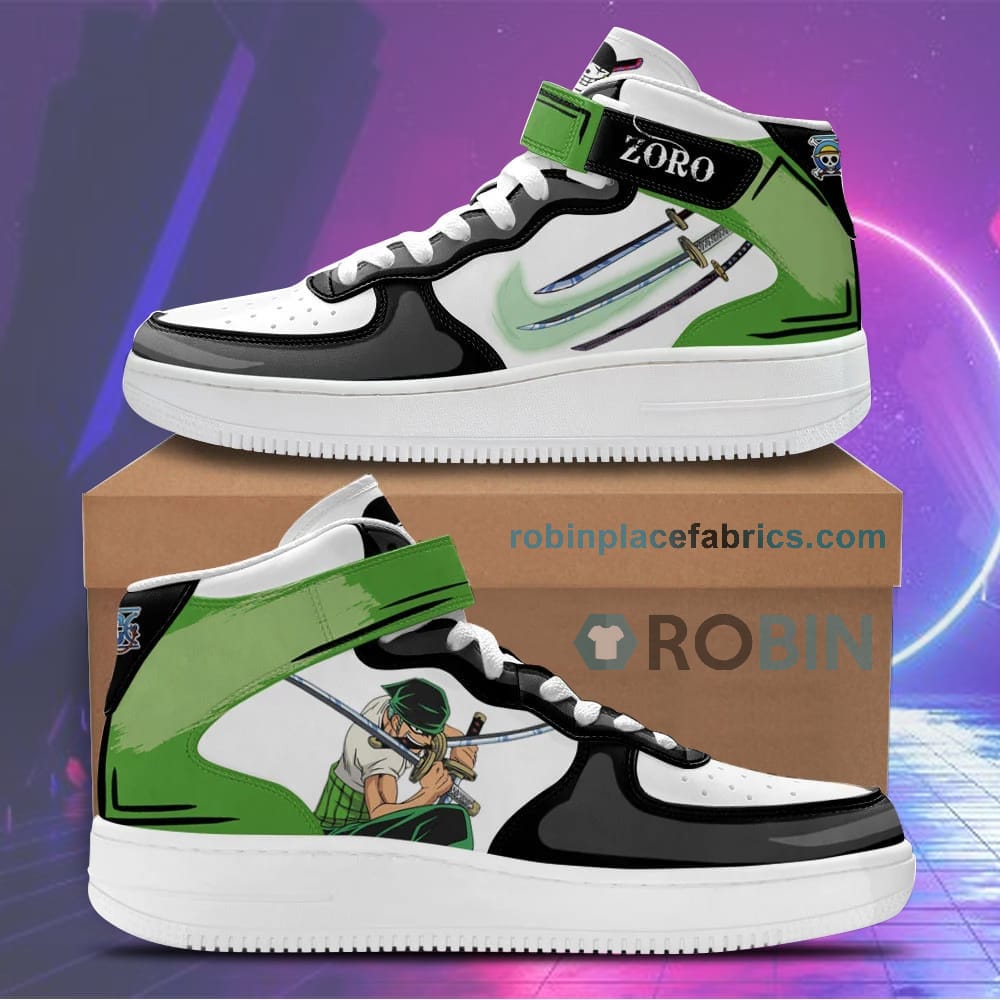 Zoro Sneakers Air Mid Custom Anime One Piece Shoes