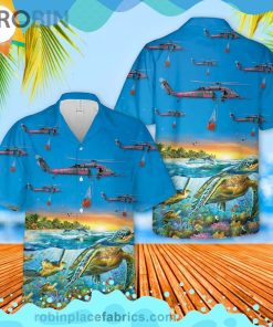129th Rescue Wing Hh 60g Pave Hawk Turtle Short Sleeve Button Down Hawaiian Shirt