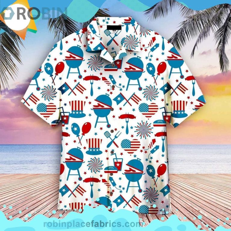4th Of July Aloha Short Sleeve Button Down Hawaiian Shirt