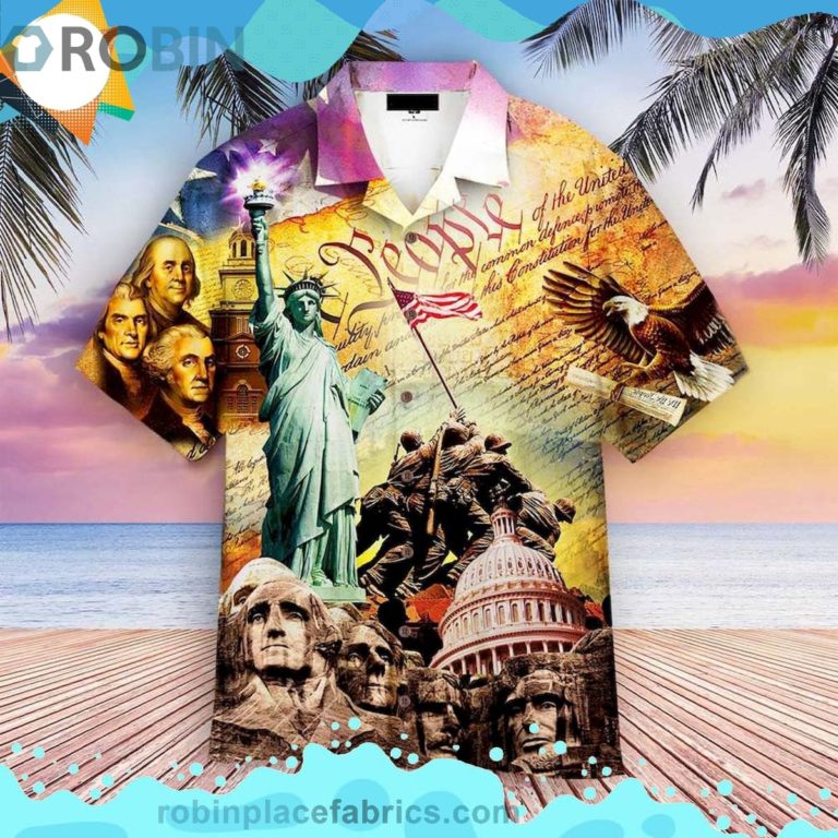 4th Of July God Bless America Short Sleeve Button Down Hawaiian Shirt