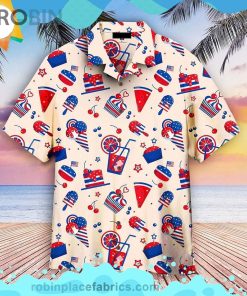 4th Of July Ice Cream And Cakes Short Sleeve Button Down Hawaiian Shirt
