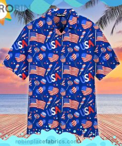 4th Of July Independence Day America Festive Short Sleeve Button Down Hawaiian Shirt