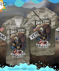 4th Of July Independence Day I Took A Dna Test Veterans Are My Brothers Short Sleeve Button Down Hawaiian Shirt