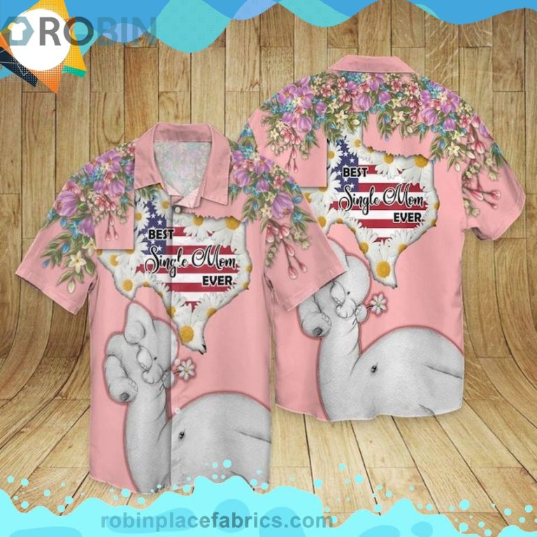 4th Of July Independence Day Love Single Mom Best Singer Mom Ever Short Sleeve Button Down Hawaiian Shirt