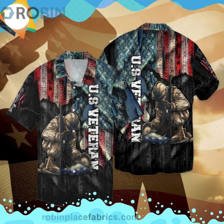 4th Of July Independence Day Memorial Day American Veteran Short Sleeve Button Down Hawaiian Shirt