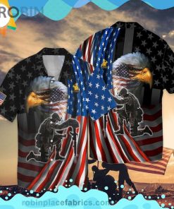 4th Of July Independence Day Memorial Day Eagle And Veteran Short Sleeve Button Down Hawaiian Shirt 4th Of July Independence Day Memorial Day Eagle And Veteran Short Sleeve Button Down Hawaiian Shirt
