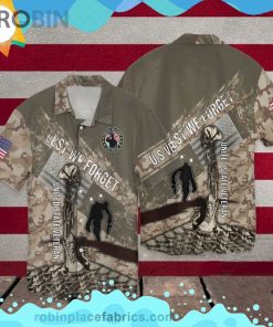 4th Of July Independence Day Memorial Day Lest We Forget United State Veteran Short Sleeve Button Down Hawaiian Shirt