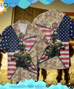 4th Of July Independence Day Memorial Day Us Veteran Short Sleeve Button Down Hawaiian Shirt