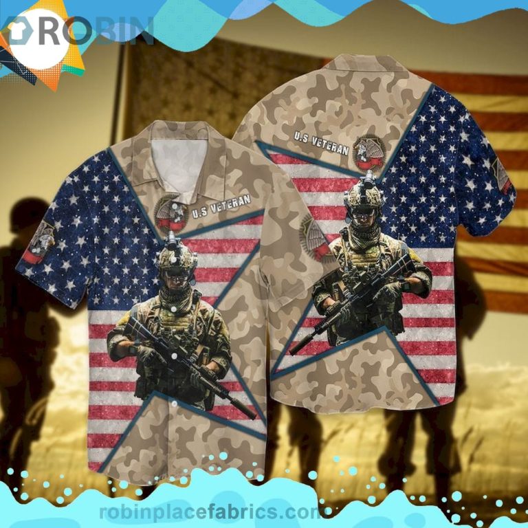 4th Of July Independence Day Memorial Day Us Veteran Short Sleeve Button Down Hawaiian Shirt