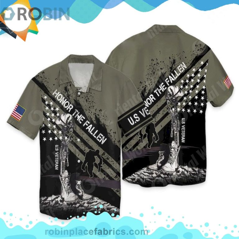 4th Of July Independence Day Memorial Day Veteran Honor The Fallen Short Sleeve Button Down Hawaiian Shirt