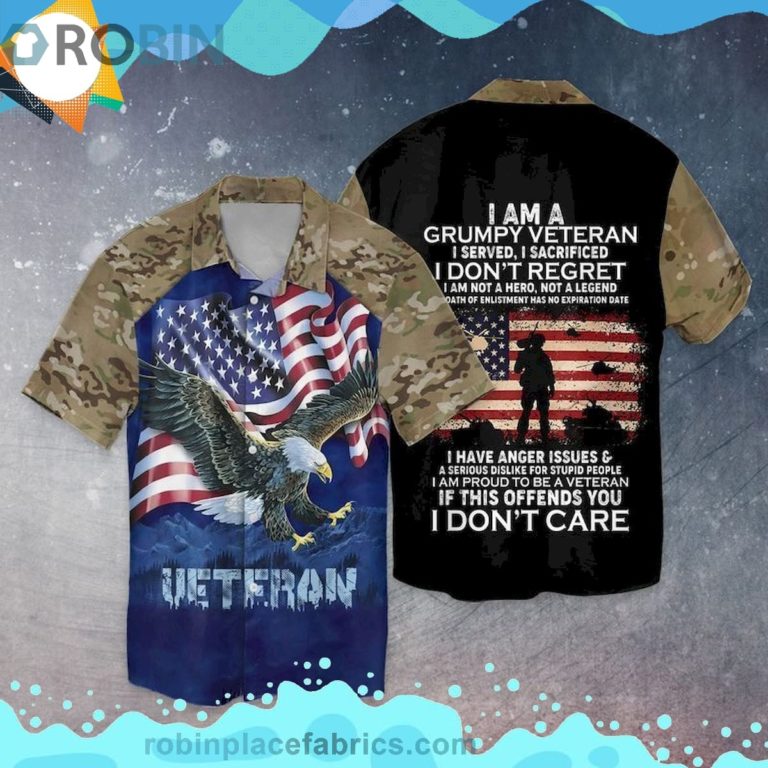 4th Of July Independence Day Memorial Day Veteran Short Sleeve Button Down Hawaiian Shirt