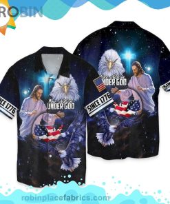 4th Of July Independence Day One Nation Under God Since 1776 Short Sleeve Button Down Hawaiian Shirt