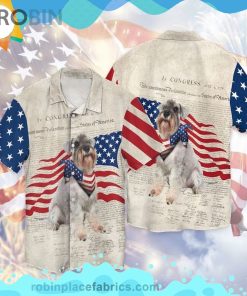 4th Of July Independence Day Schnauzer Patriotic American Flag Short Sleeve Button Down Hawaiian Shirt 4th Of July Independence Day Schnauzer Patriotic American Flag Short Sleeve Button Down Hawaiian Shirt