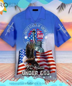 4th Of July One Nation Under God Independence Day Short Sleeve Button Down Hawaiian Shirt 4th Of July One Nation Under God Independence Day Short Sleeve Button Down Hawaiian Shirt