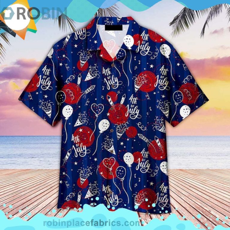 4th Of July Party Seamless Short Sleeve Button Down Hawaiian Shirt