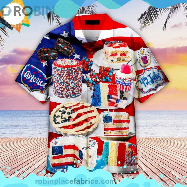 4th Of July Patriotic Cake Short Sleeve Button Down Hawaiian Shirt