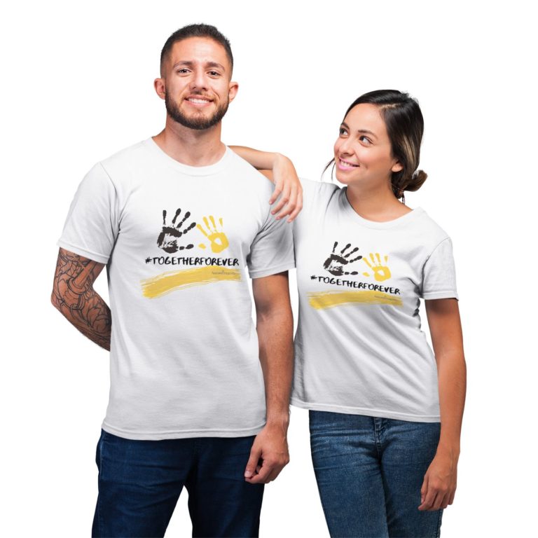 Color 2handprints Together Forever Matching Couple T-Shirt
